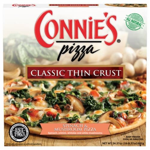 Connie'S Spinach & Mushroom Classic Thin Crust  Pizza
