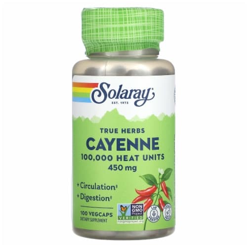 Solaray True Herbs Cayenne - 100 Vegcaps