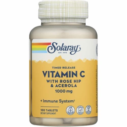 Solaray Timed Release Vitamin C With Rose Hip & Acerola 1, 100 Tabs