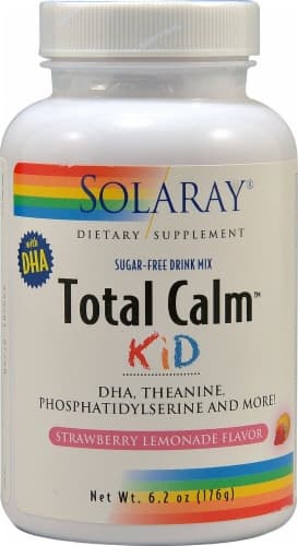 Solaray Total Calm Kid Strawberry Lemonade Flavor Sugar Free Drink Mix