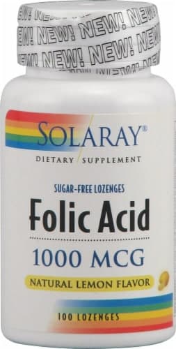 Solaray Folic Acid Natural Lemon Flavor Lozenges 1000 Mcg