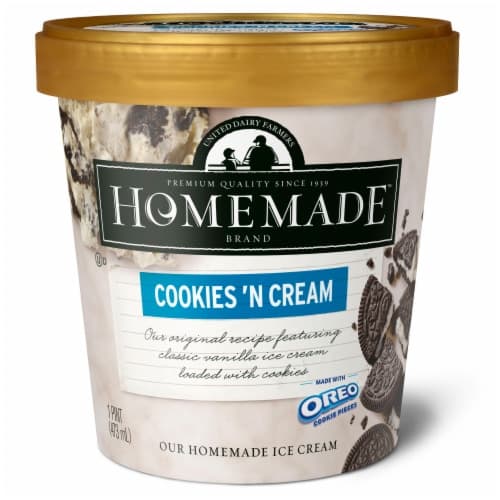 United Dairy Farmers Homemade Cookies 'N Cream Ice Cream Tub
