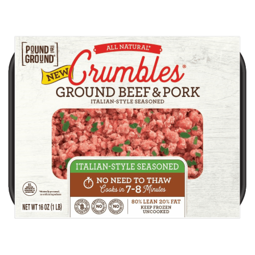 Pound Of Ground All Natural Crumbles Italian Style Seasoned Ground Beef & Pork