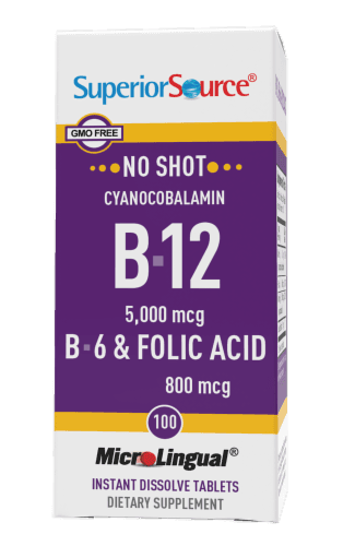 Superior Source No Shot B-12 5000Mcg With B-6 & Folic Acid 800Mcg Instant Dissolve