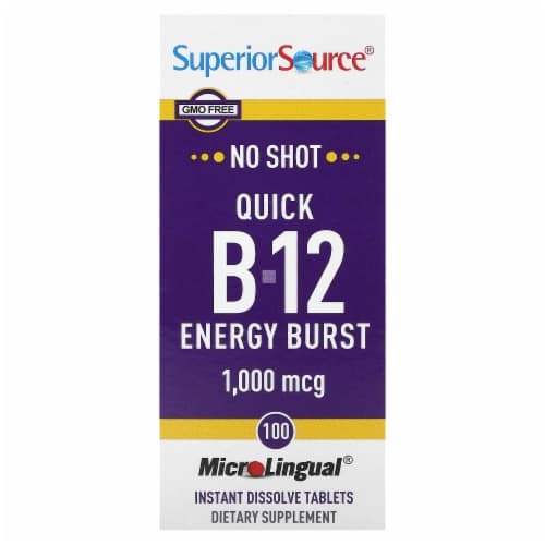 Superior Source No Shot Quick B-12 Energy Burst Dissolving Tablets 1000Mcg