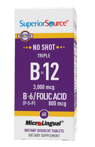 Superior Source No Shot Triple B-12 3000Mcg & B6-Folic Acid 800Mcg Instant Dissolve