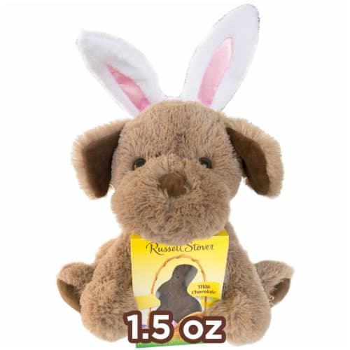 Russell Stover Easter Coco The Love Pup Plush With Solid Milk Chocolate Easter Bunny