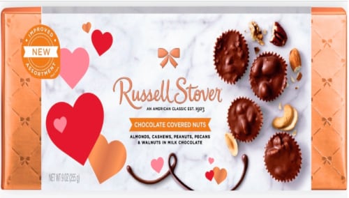 Russell Stover Chocolate Covered Nuts In Milk Chocolate Valentine'S Day Box Candy