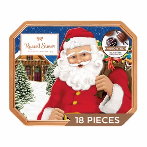 Russell Stover Christmas Assorted Milk & Dark Chocolate Santa Gift Tin