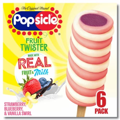 Popsicle Fruit Twister Strawberry Blueberry & Vanilla Swirl Fruit & Milk Ice Pops