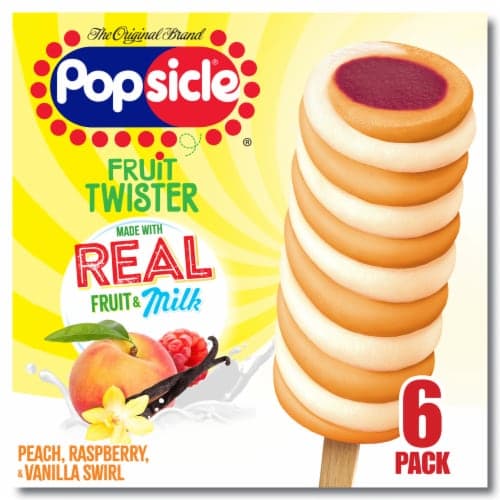 Popsicle Fruit Twister Peach Raspberry Vanilla Swirl Fruit & Milk Ice Pops