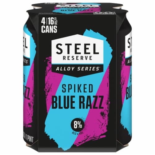 Steel Reserve Spiked Blue Razz, Alloy Series, Flavored Malt Beverage,. Oz. Cans, 8% Abv