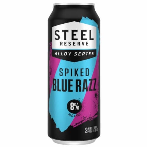 Steel Reserve Spiked Blue Razz Beer Flavored Malt Beverage 8% Abv Can