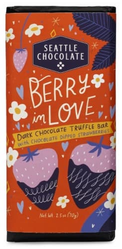 Seattle Chocolate Valentines Day Berry In Love Dark Chocolate Candy Bar