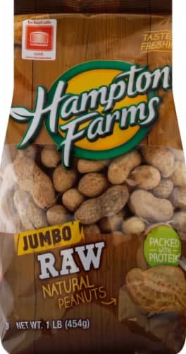 Hampton Farms Peanuts, Natural, Raw, Jumbo
