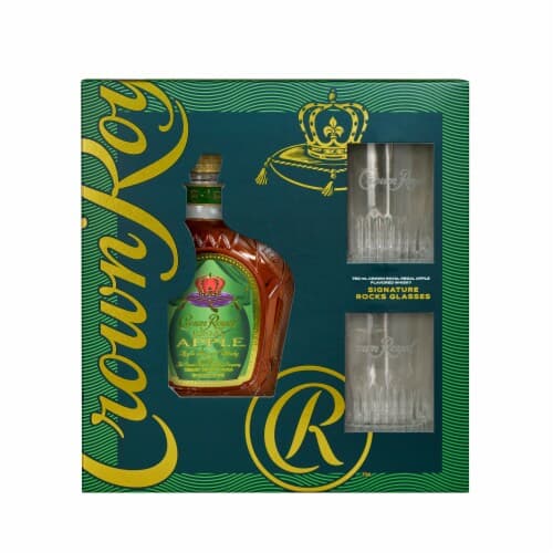 Crown Royal Regal Apple Flavored Whisky, Bottle With Two Signature Rocks Glasses