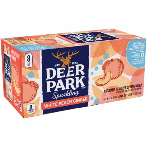 Deer Park, Spring Water, Natural, White Peach Ginger, Sparkling