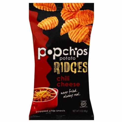 Popchips Popped Chip Snack, Ridges, Chili Cheese
