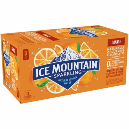 Ice Mountain Sparkling Water, Orange, Cans
