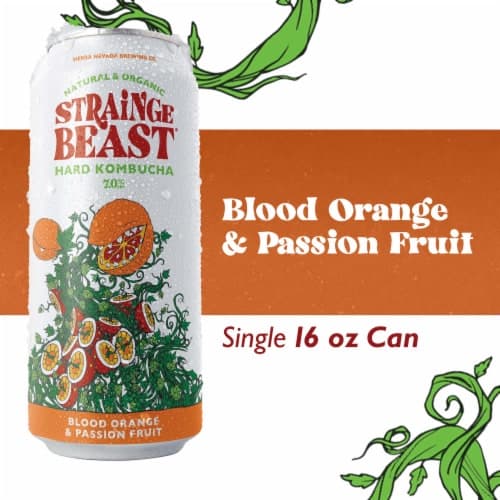 Strainge Beast Hard Kombucha, Passion Fruit, Hops & Blood Orange