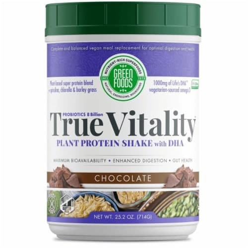 Green Foods True Vitality Plant Protein Shake With Dha - Chocolate Pwdr