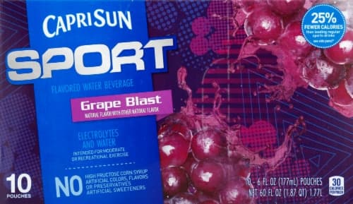 Capri Sun Flavored Water Beverage, Grape Blast