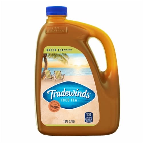 Tradewinds Slow Brewed Iced Tea, Green Tea With Honey 1-Gallon Plastic Jug