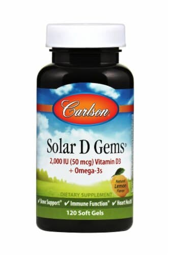 Carlson Solar D Gems Vitamin D3 Plus Omega-3S Natural Lemon Flavor Soft Gels