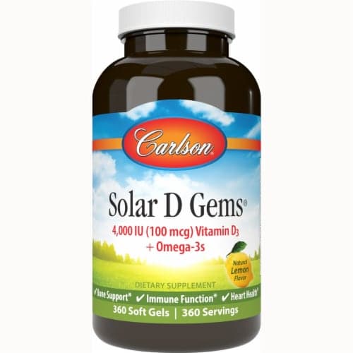 Carlson Solar D Gems - Lemon 4,000 Iu (100 Mcg) 360 Sgels