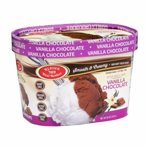 Klein'S Real Kosher Smooth & Creamy Vanilla Chocolate Ice Cream Tub
