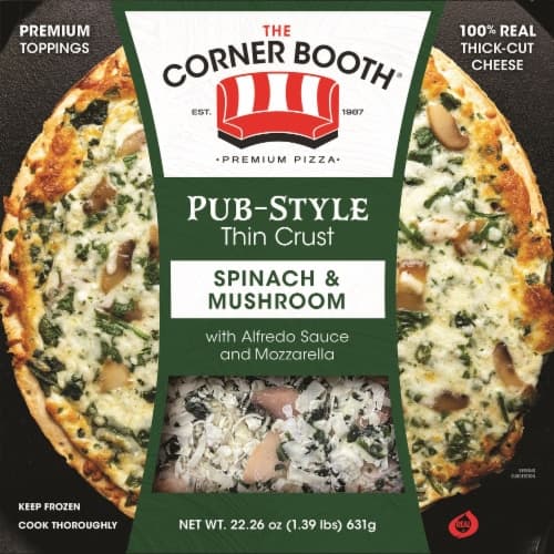 Corner Booth Pub-Style Thin Crust Spinach & Mushroom Pizza