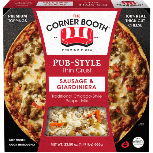 Corner Booth Sausage & Giardiniera Thin Crust Pizza