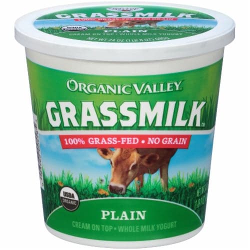 Organic Valley Grassmilk Plain Whole Milk Yogurt. Plastic Tub