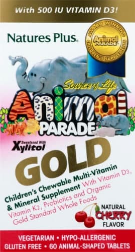 Natures Plus Animal Parade Gold Children'S Cherry Multi-Vitamin And Mineral Chewables