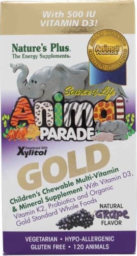Nature'S Plus  Animal Parade Gold Children'S Chewable Multi-Vitamin And Mineral   Grape