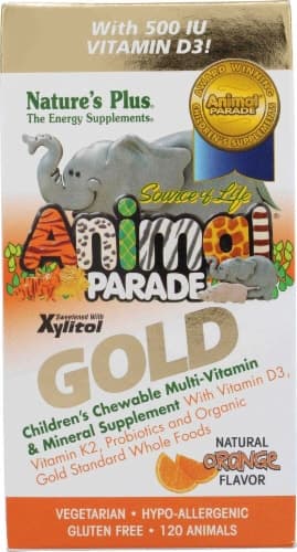 Nature'S Plus  Animal Parade Gold Children'S Chewable Multi-Vitamin And Mineral   Orange