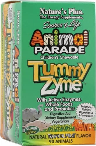 Nature'S Plus Animal Parade Tummy Zyme Children'S Digestive Aid Tropical Fruit Chewable