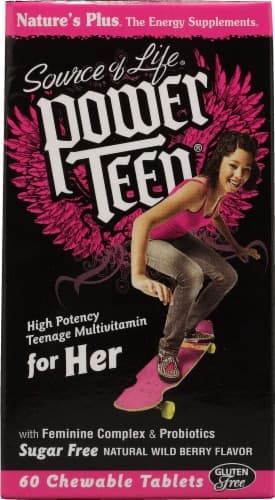 Nature'S Plus  Source Of Life Power Teen For Her Chewable Multi-Vitamin   Wild Berry