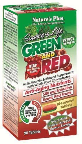 Nature'S Plus Green & Red Anti-Aging Nutrients Spirulina Bi-Layered