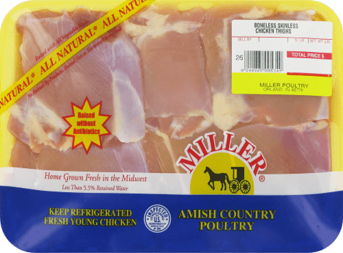 Miller Poultry Boneless Skinless Fresh Chicken Thighs