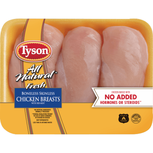 Tyson All Natural Fresh Boneless Skinless Chicken Breasts With Rib Meat
