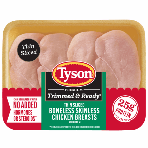 Tyson All Natural Fresh Thin Sliced Boneless Skinless Chicken Breasts With Rib Meat