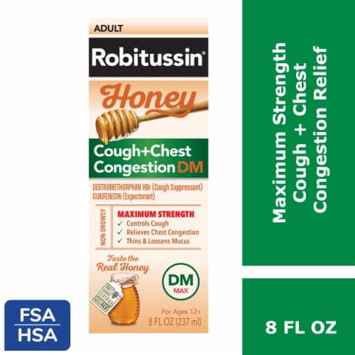 Robitussin Maximum Strength Honey Cough & Chest Congestion Dm Relief Medicine