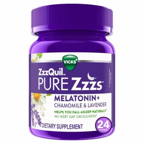 Vicks Zzzquil Pure Zzzs Chamomile & Lavender Melatonin+ 24 Gummies