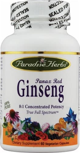 Paradise Herbs Panax Red Ginseng Vegetarian Capsules