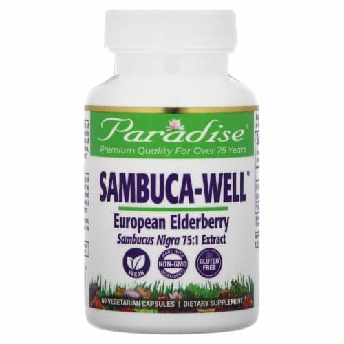 Paradise Herbs Sambuca-Well Elderberry Extract Vegetarian Capsules
