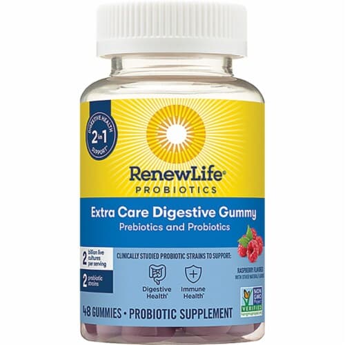 Renew Life Extra Care Digestive Prebiotic And Probiotic Gummies Daily Supplement