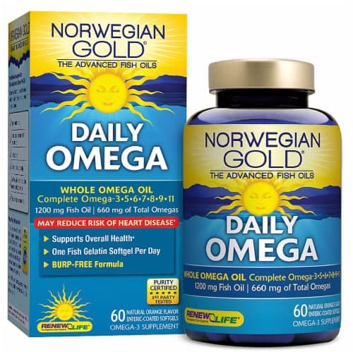 Renew Life  Norwegian Gold Daily Omega Whole Omega Oil Supplement   Natural Orange