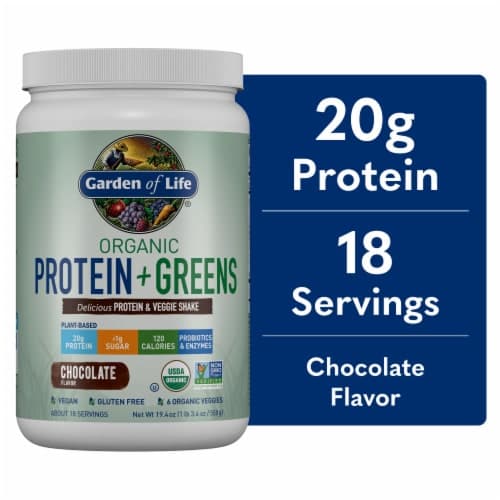 Garden Of Life Organic Protein + Greens Chocolate Protein & Veggie Shake Powder