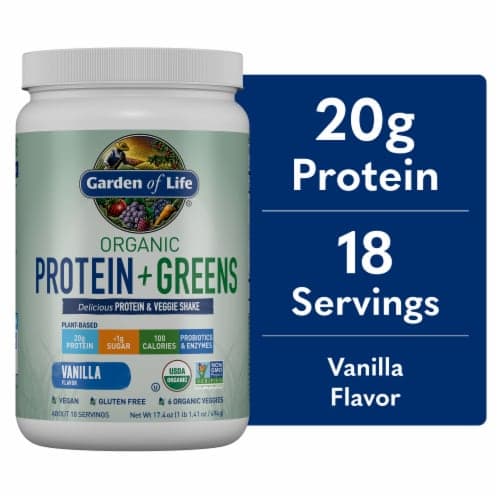 Garden Of Life Organic Protein + Greens Vanilla Protein & Veggie Shake Powder